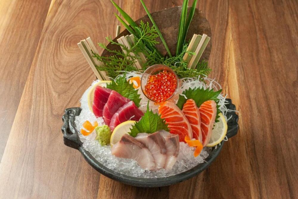 Fresh sliced raw salmon, tuna, or yellowtail
